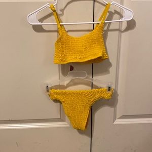 womens S yellow/goldish bikini set (top & bottoms)